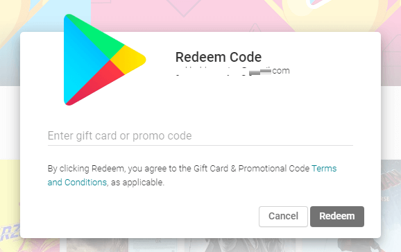 play store redeem code